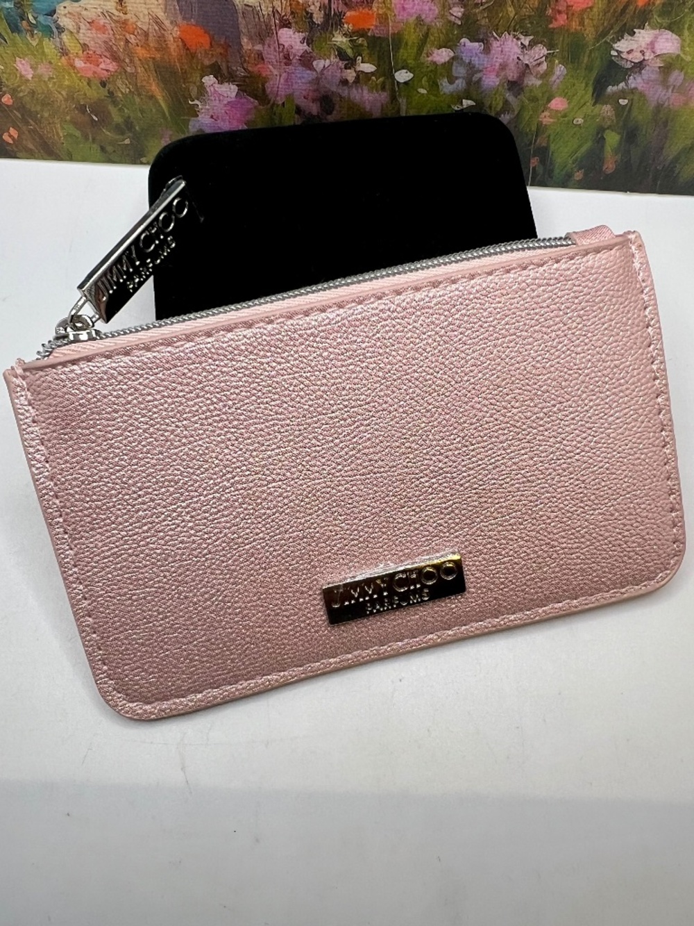 Jimmy Choo Parfums Metalic Pink Zipper Card/Coin Pouch FINAL MARKDOWN